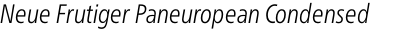 Neue Frutiger Paneuropean Condensed Light Italic